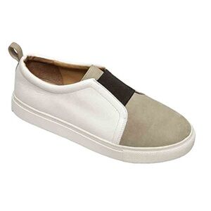 Linea Paolo Kyle Loafer Slip-On Sneakers White/Taupe Leather‎ Women’s 7